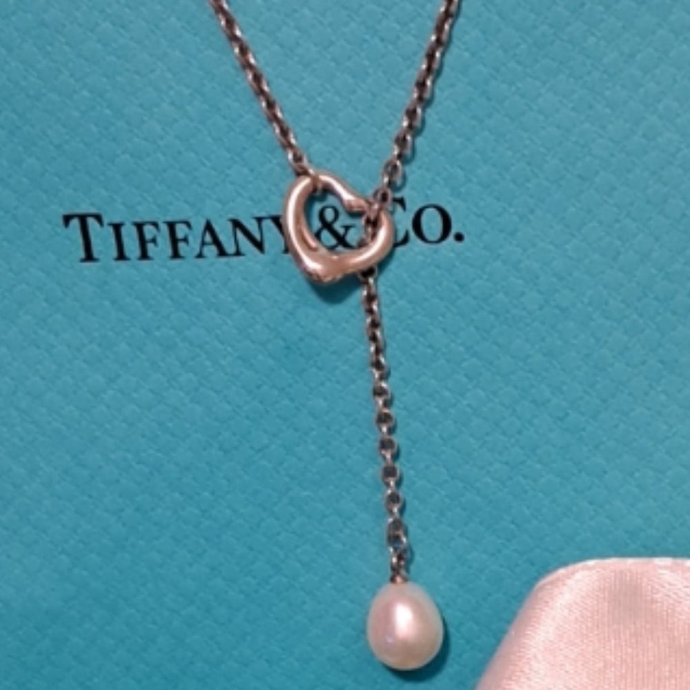 Authentic Tiffany & Co. Open Heart Pearl Lariat